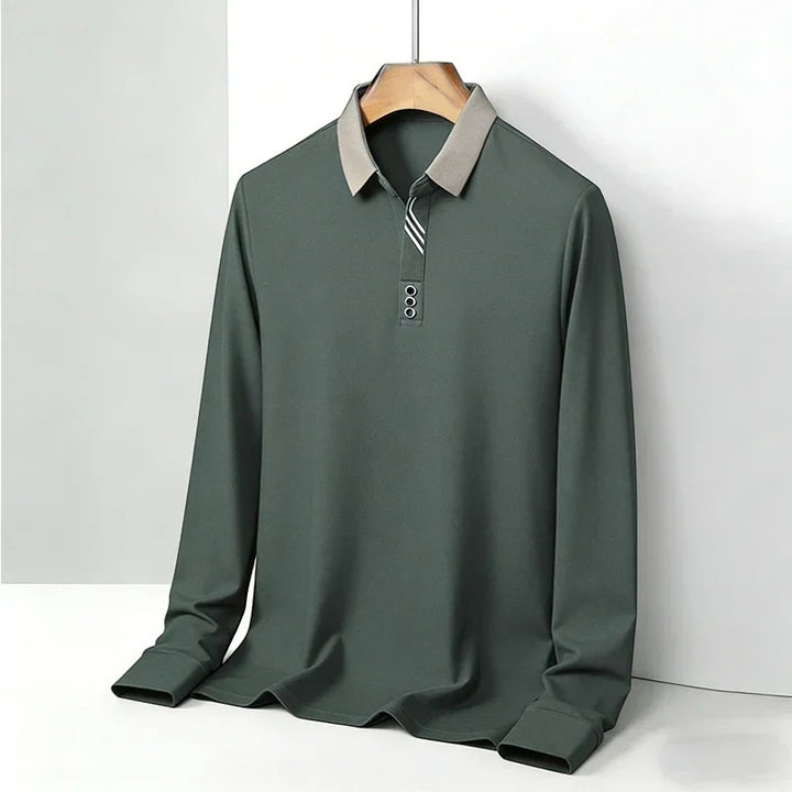 Polo uomo in cotone – Maniche lunghe collo classico
