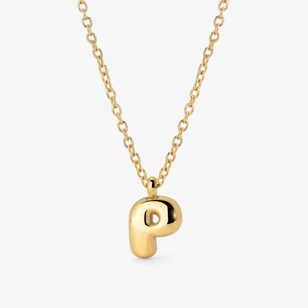 Collana Iniziale Placcata Oro per Donna – Ciondolo Lettera Bubble