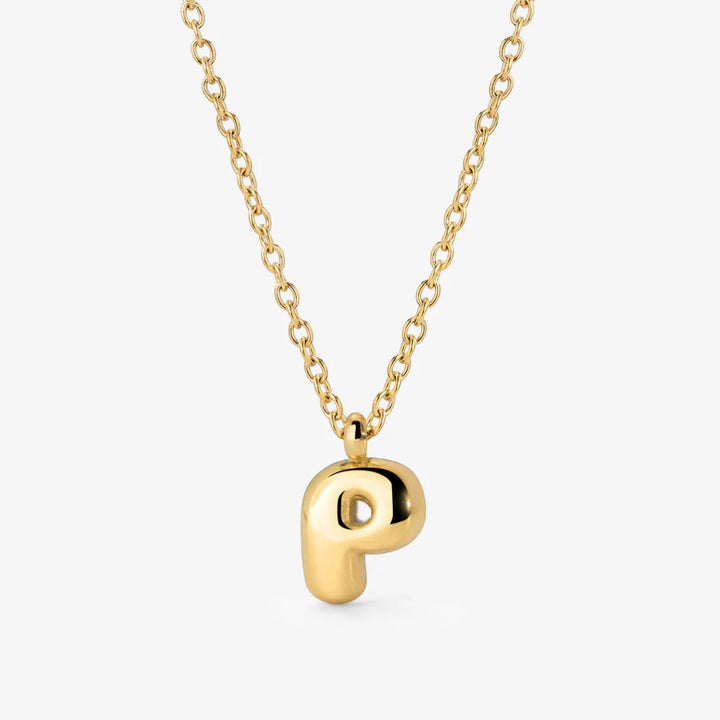 Collana Iniziale Placcata Oro per Donna – Ciondolo Lettera Bubble