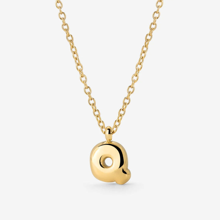 Collana Iniziale Placcata Oro per Donna – Ciondolo Lettera Bubble