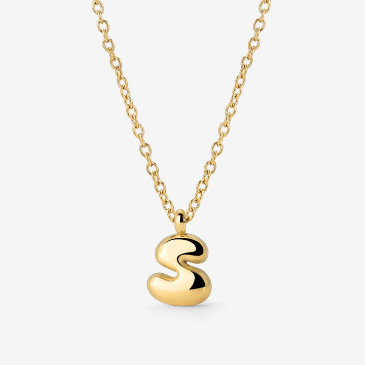 Collana Iniziale Placcata Oro per Donna – Ciondolo Lettera Bubble