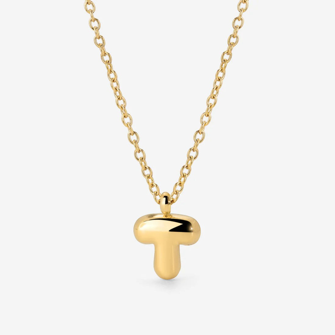 Collana Iniziale Placcata Oro per Donna – Ciondolo Lettera Bubble