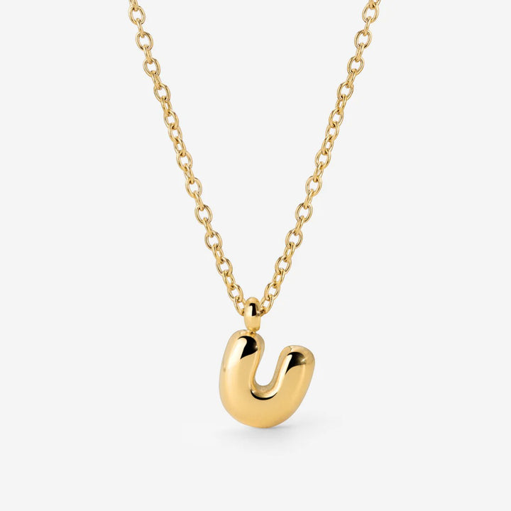 Collana Iniziale Placcata Oro per Donna – Ciondolo Lettera Bubble