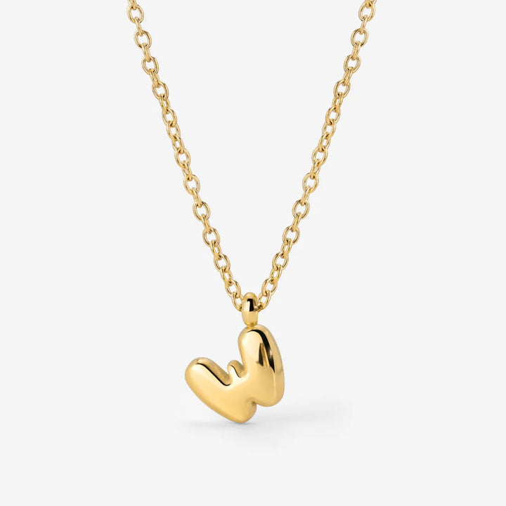 Collana Iniziale Placcata Oro per Donna – Ciondolo Lettera Bubble