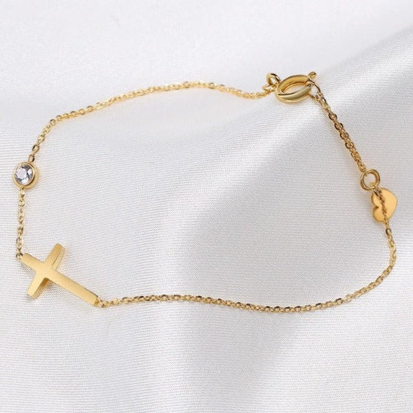 Kreuz Kettenarmband für Damen – Feine Minimalistische Glieder