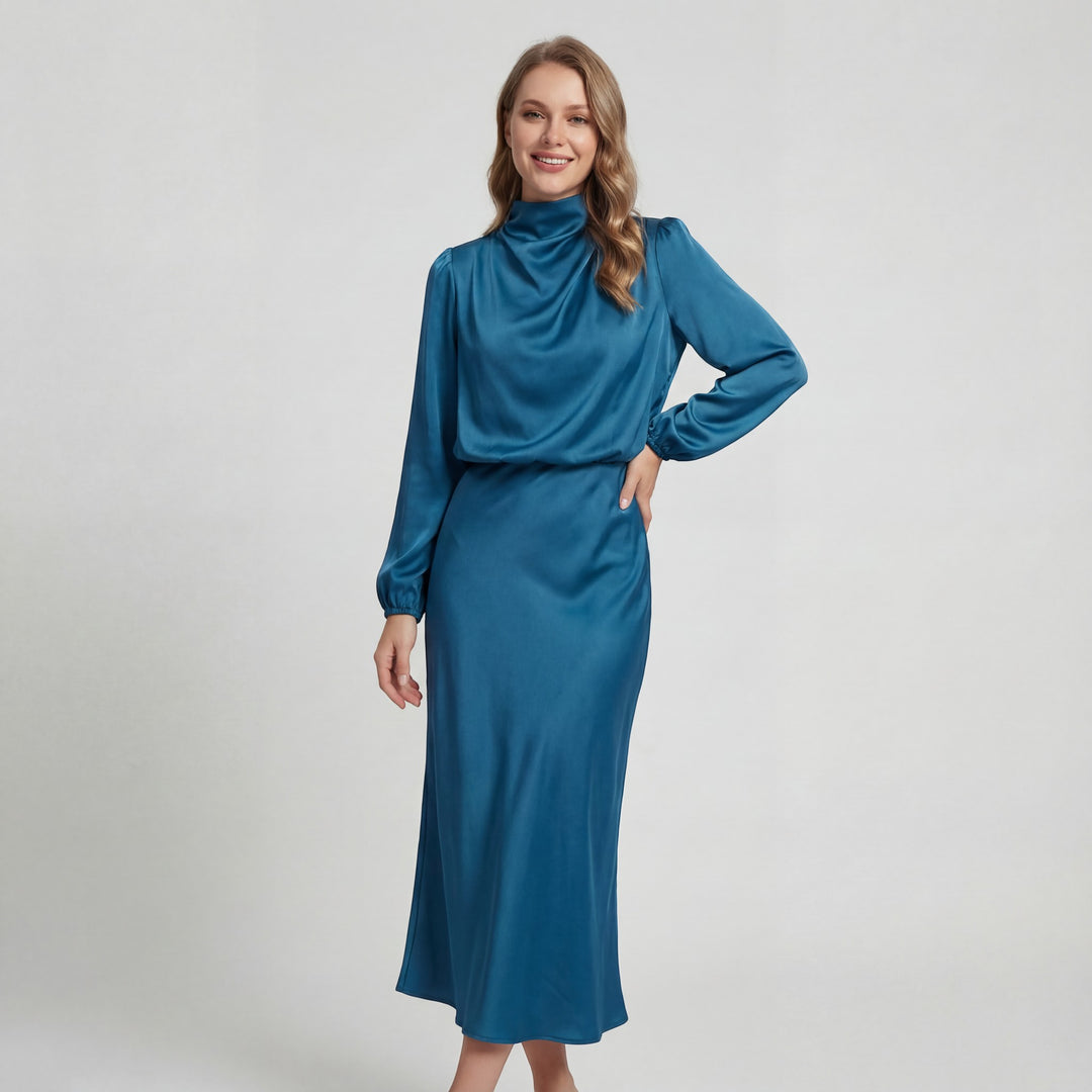 Claire Mode | Satin-Kleid mit Neckholder für Damen