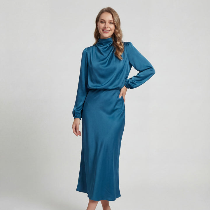 Claire Mode | Satin-Kleid mit Neckholder für Damen