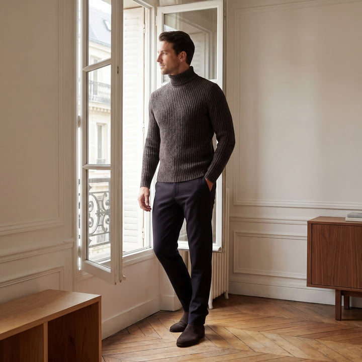 Herren-Rollkragenpullover aus Wollmischung – schlanke, raffinierte Passform