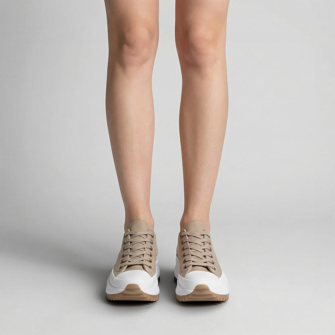 Damen Plateau-Sneaker aus Canvas – Gepolsterte Schnürpassform
