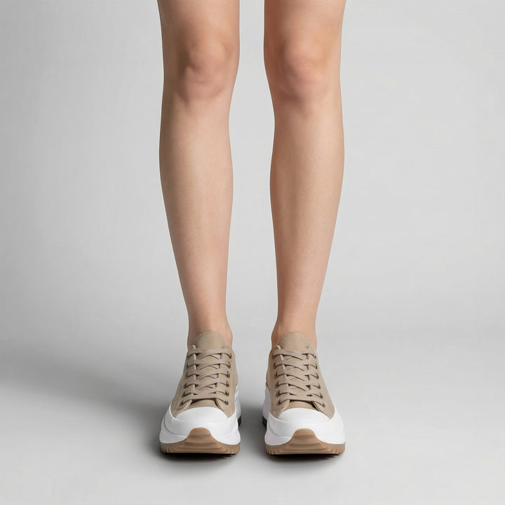 Damen Plateau-Sneaker aus Canvas – Gepolsterte Schnürpassform