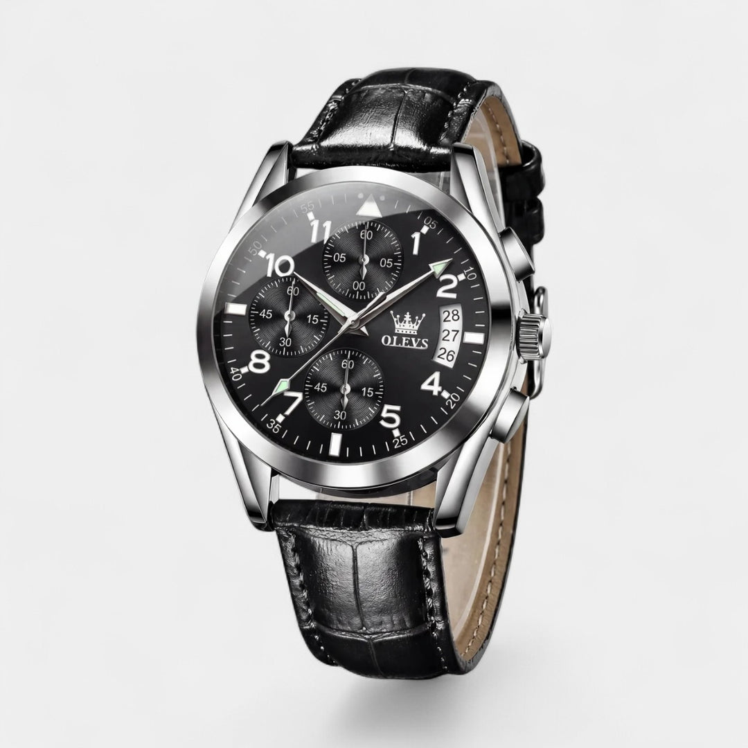 Orologio da uomo al quarzo con cinturino in pelle – Design cronografo