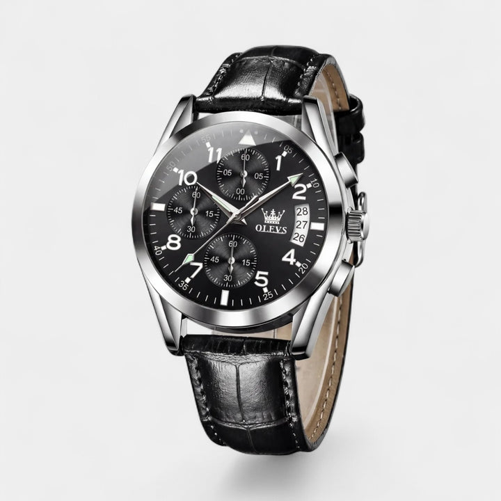 Orologio da uomo al quarzo con cinturino in pelle – Design cronografo