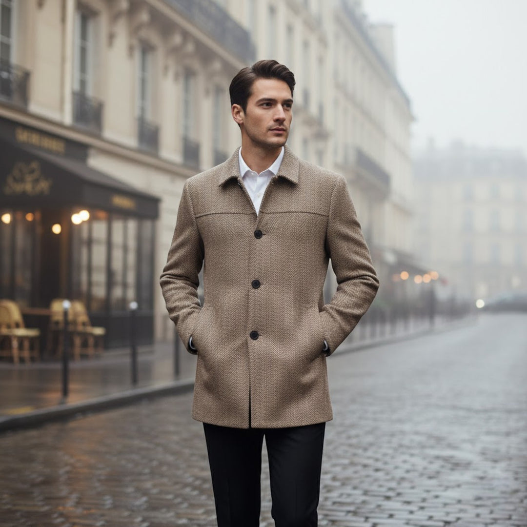 Claire Mode | Cappotto Uomo in Lana – Collo con Rever Stile Business Casual