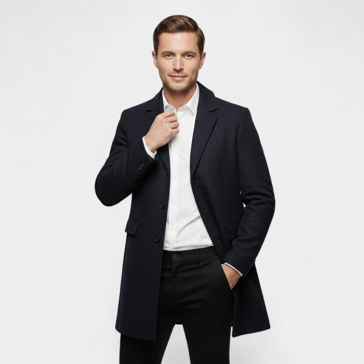 Claire Mode | Herrenmantel aus Wolle – Langer Trenchcoat im klassischen Schnitt