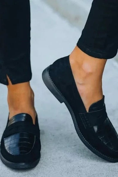 Mocassini donna in pelle nera slip-on – comfort punta tonda