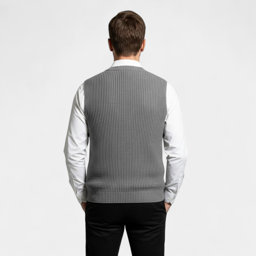 Gilet Uomo Collo a V in Maglia – Finiture a Costine