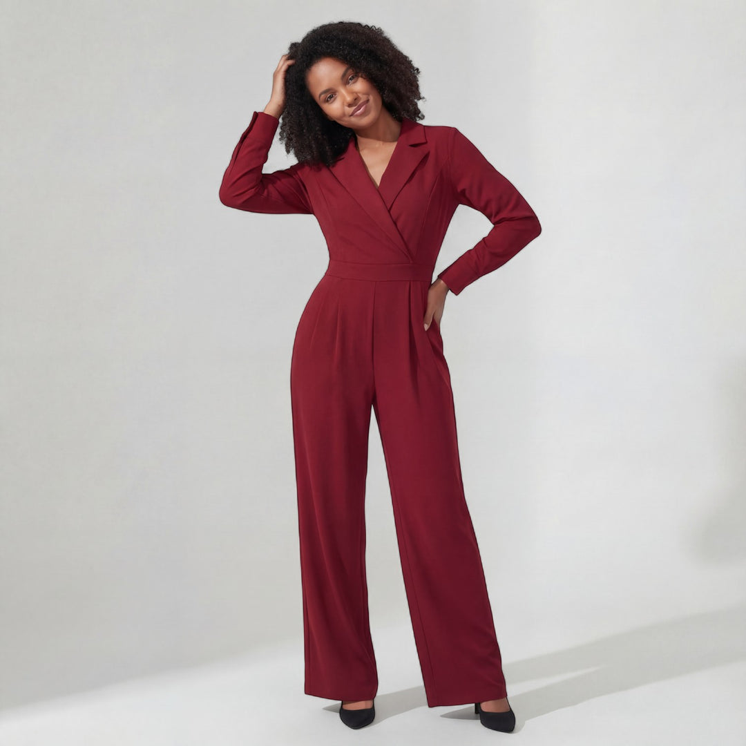 Combinaison tailleur femme en tissu – Taille ajustée coupe large