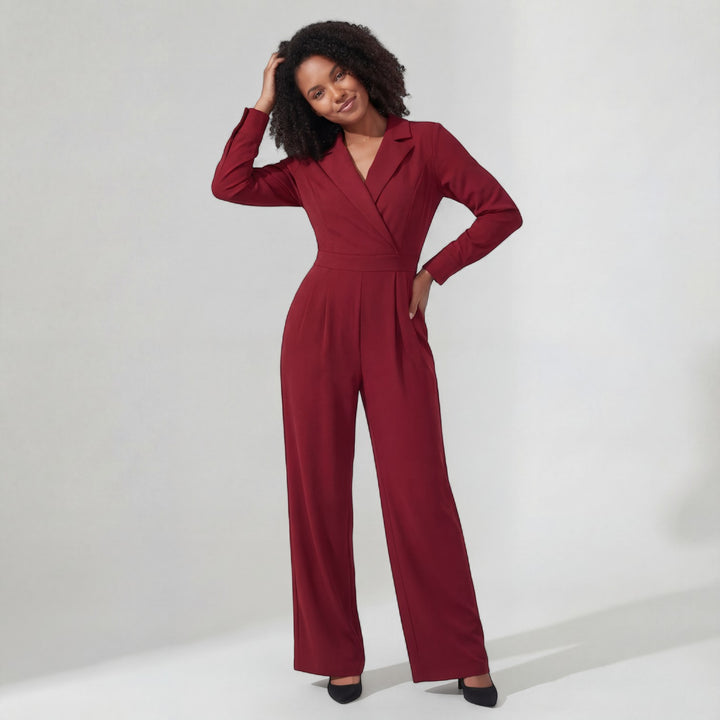 Combinaison tailleur femme en tissu – Taille ajustée coupe large