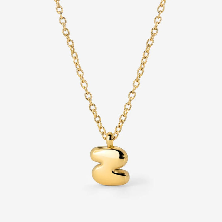 Collana Iniziale Placcata Oro per Donna – Ciondolo Lettera Bubble