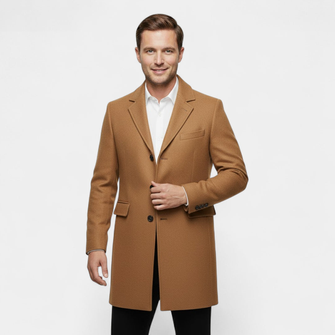 Claire Mode | Herrenmantel aus Wolle – Langer Trenchcoat im klassischen Schnitt