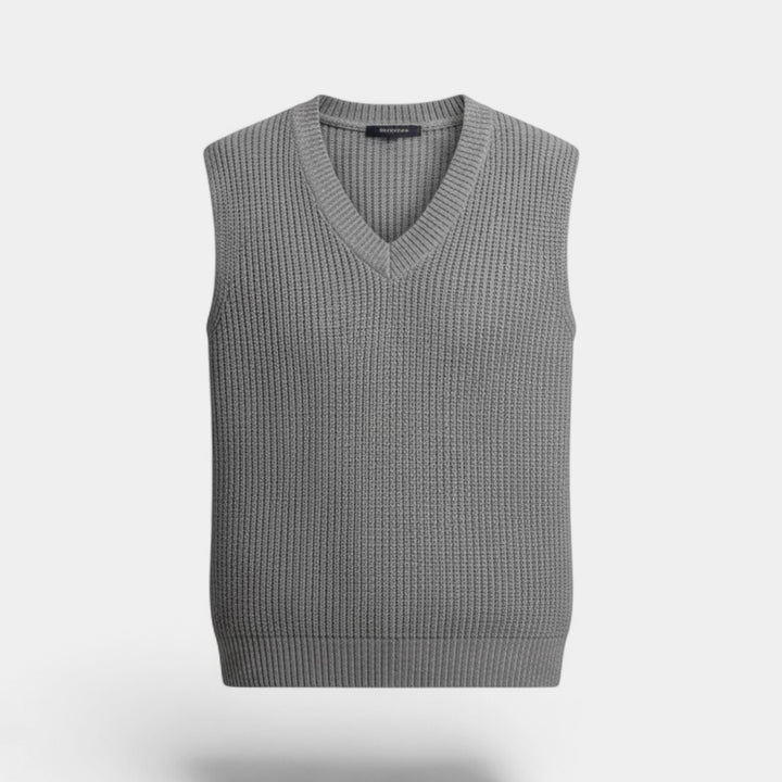 Gilet Uomo Collo a V in Maglia – Finiture a Costine