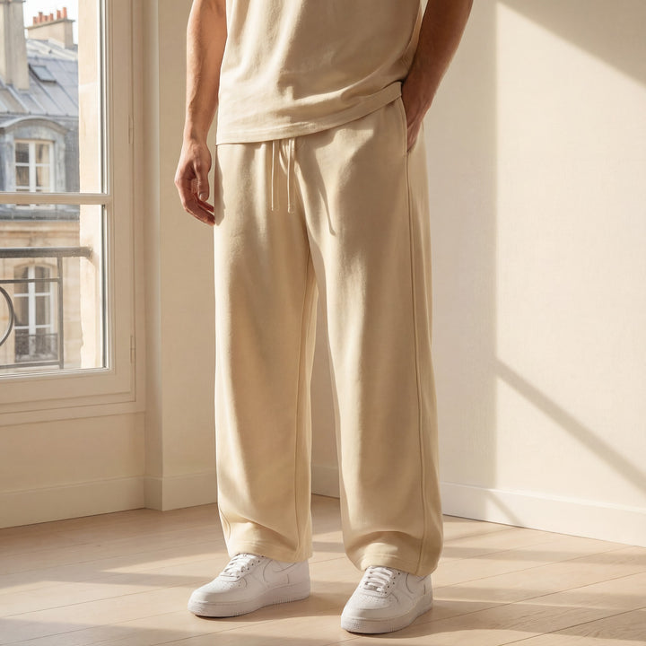 Herren Baumwollhose mit geradem Schnitt – Lässige Passform mit Kordelzug