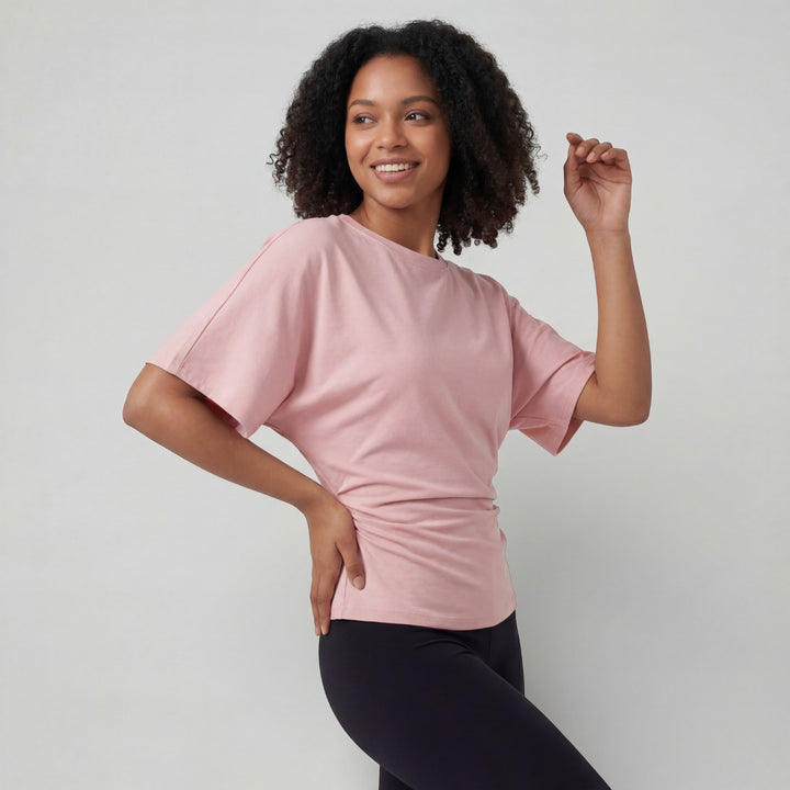 Damen Top mit Fledermausärmeln aus Stoff – Tailliert, lässiger Schnitt
