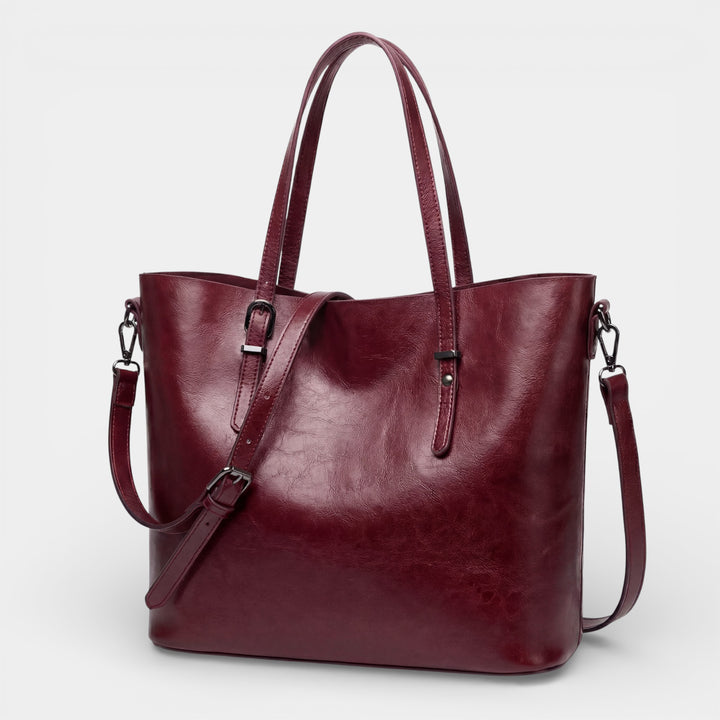 Borsa cabas in pelle liscia per donna – Grande capacità