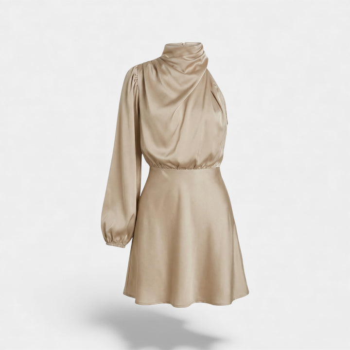 Asymmetrisches Damenkleid aus Satin – Asymmetrischer Schnitt