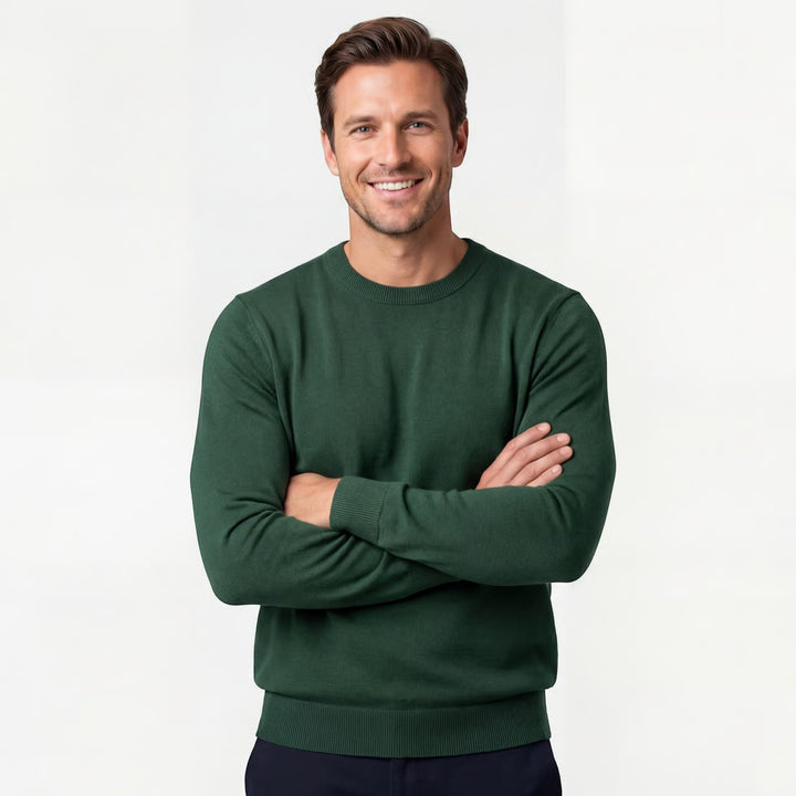 Herrestriktrøje slim fit – minimalistisk casual trøje