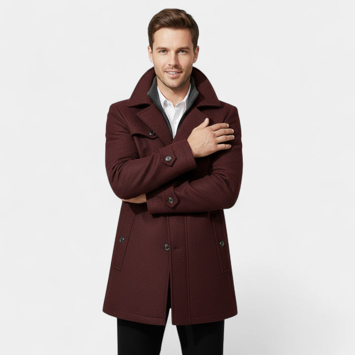 Riche | Cappotto Uomo in Lana – Chiusura con Zip e Bottoni Stile Classico Moderno