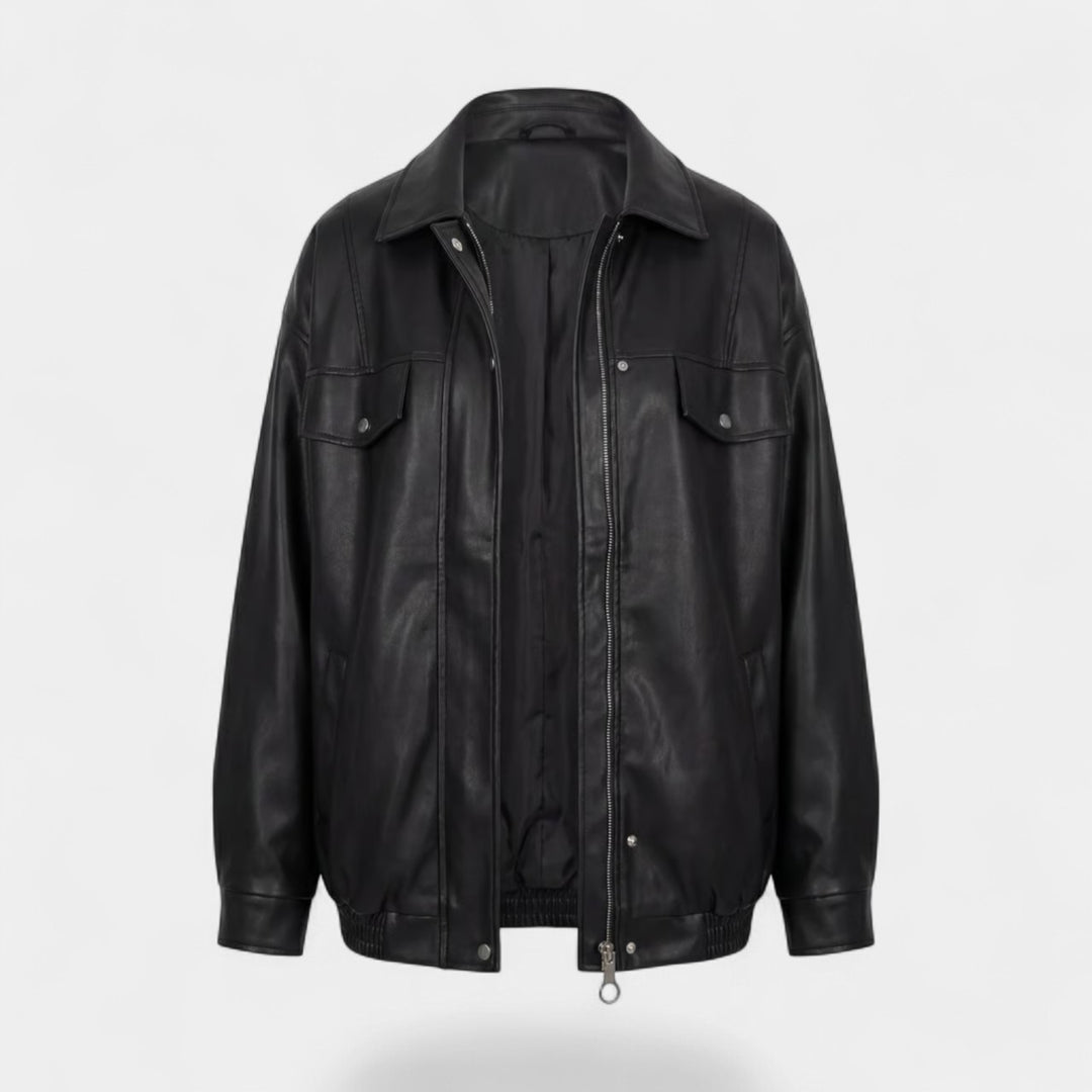 Damen Lederjacke – Lässige Passform, Reißverschluss