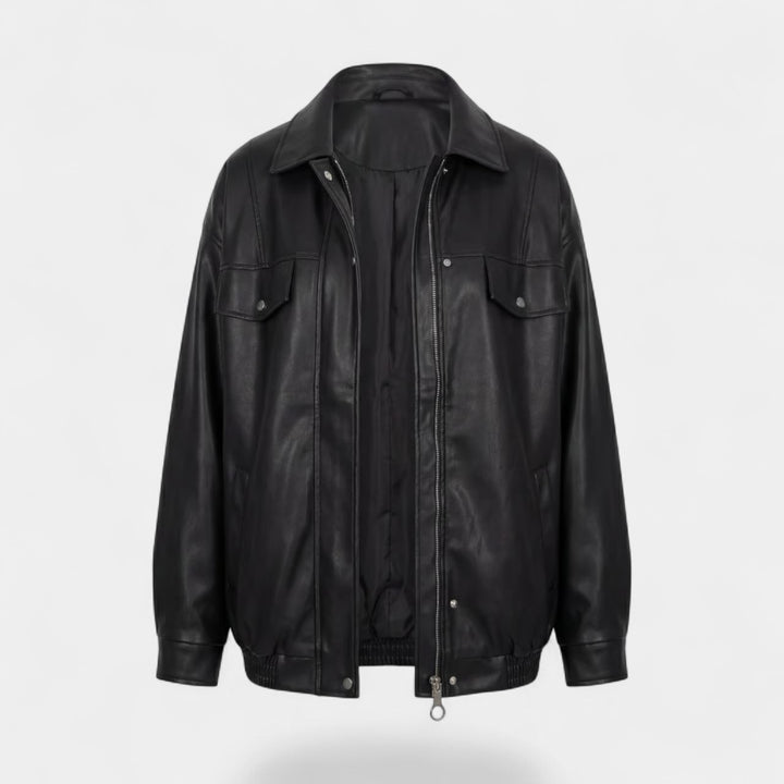 Damen Lederjacke – Lässige Passform, Reißverschluss