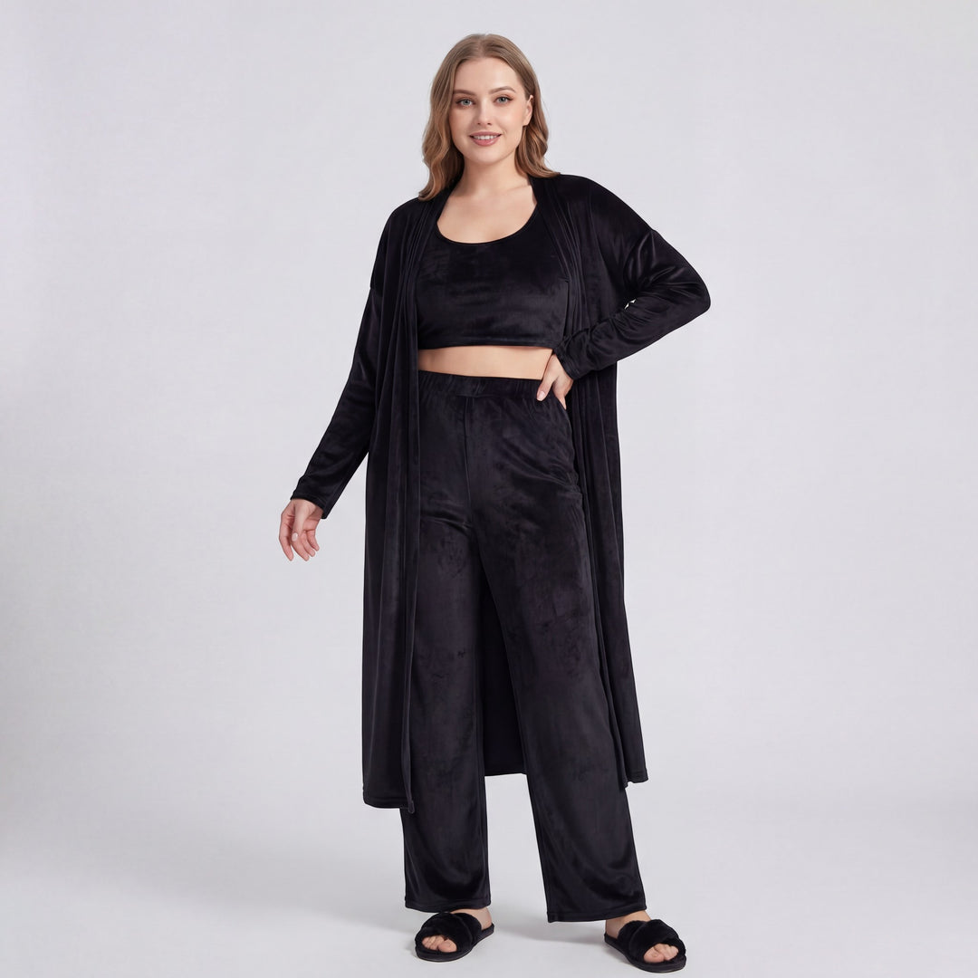 Claire Mode | Damen Loungewear-Set Cozy 3-teilig aus Mischbaumwolle