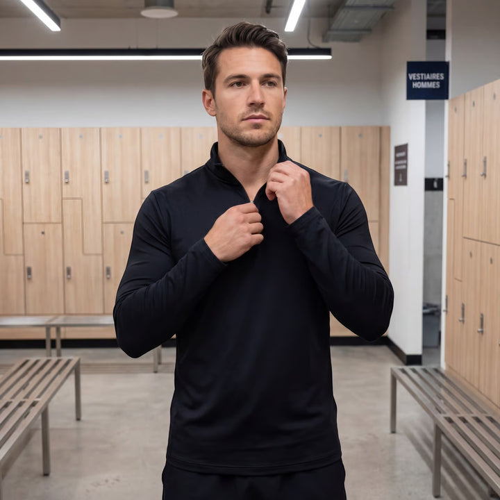 Herren Quarter Zip Langarm – minimalistische athletische Schicht