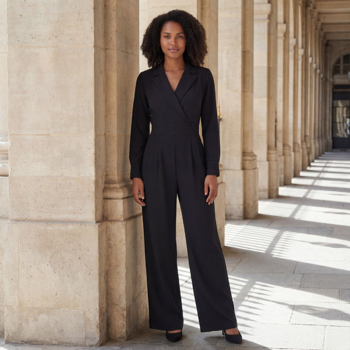 Combinaison tailleur femme en tissu – Taille ajustée coupe large