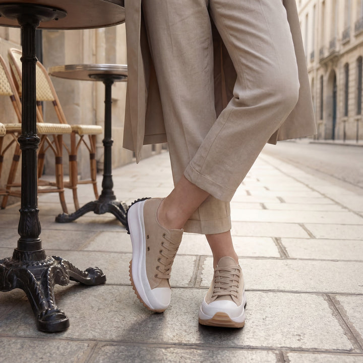 Damen Plateau-Sneaker aus Canvas – Gepolsterte Schnürpassform