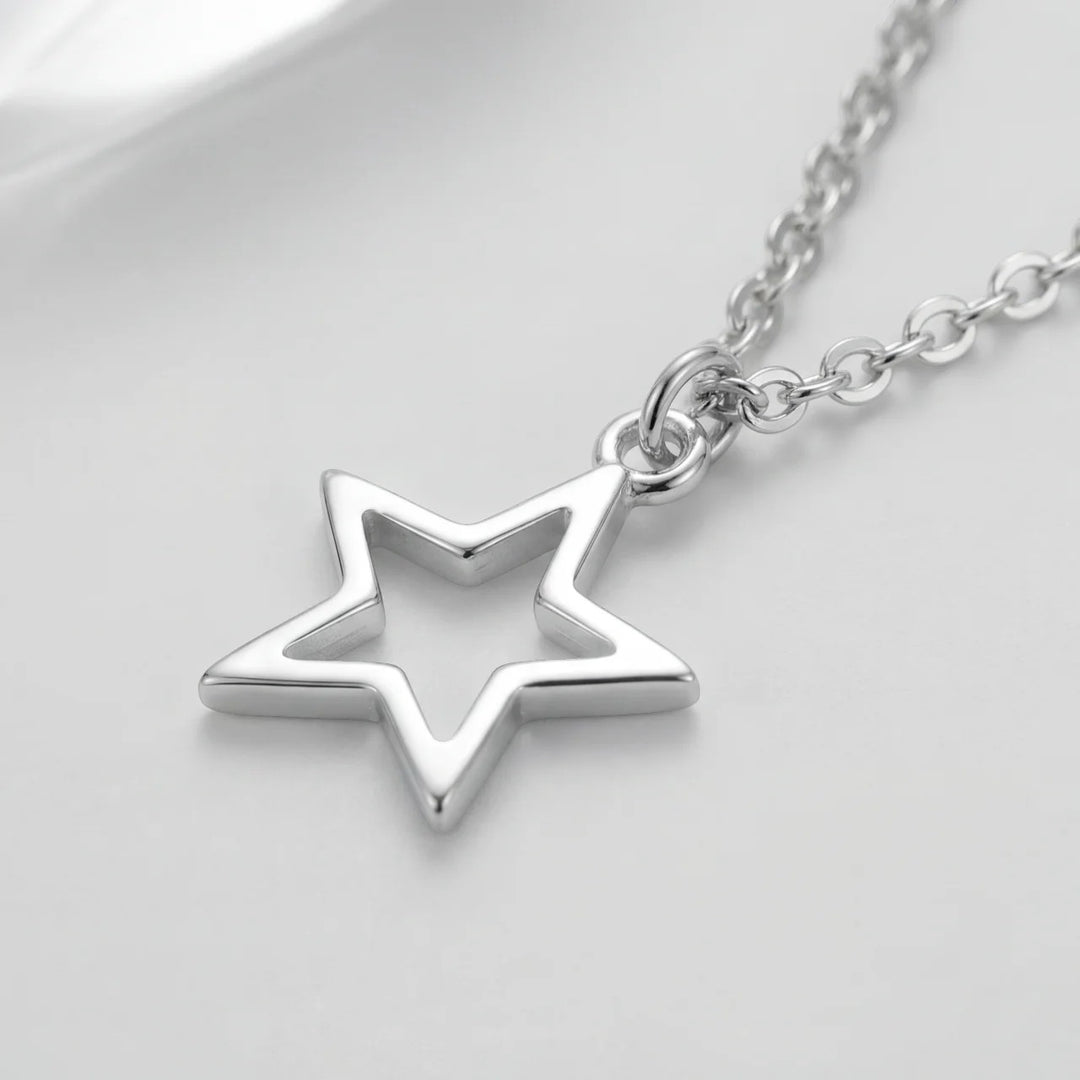 Collana da donna con pendente a stella sovrapposta – catena regolabile