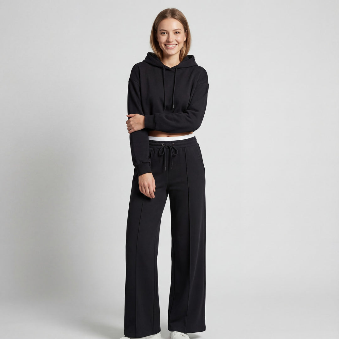 Claire Mode | Damen-Set aus feiner Strickware mit Kapuze