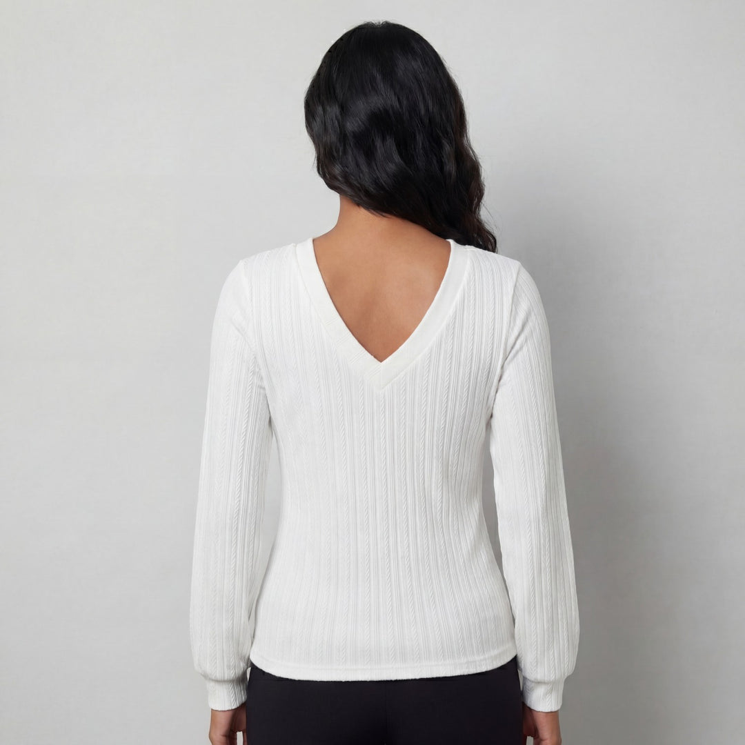 Claire Mode | Top Donna in Maglia a Maniche Lunghe e Scollo a V