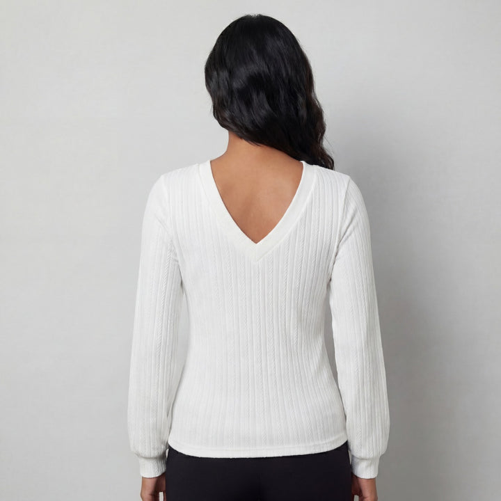 Claire Mode | Top Donna in Maglia a Maniche Lunghe e Scollo a V