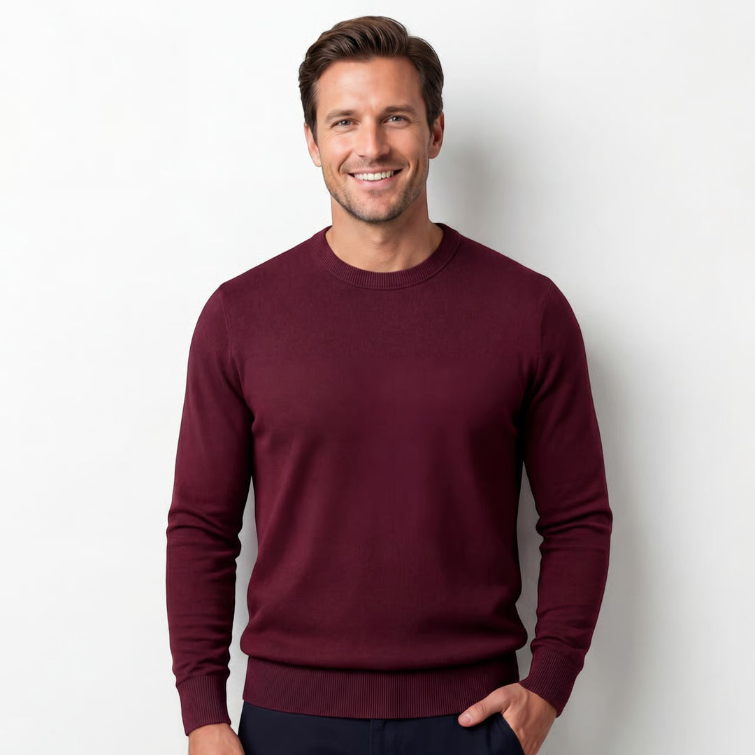 Herrestriktrøje slim fit – minimalistisk casual trøje