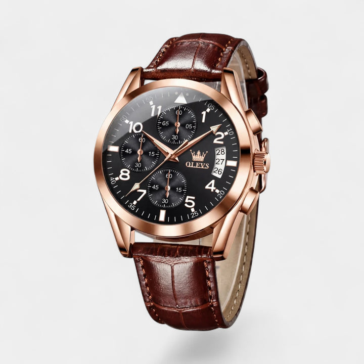 Orologio da uomo al quarzo con cinturino in pelle – Design cronografo