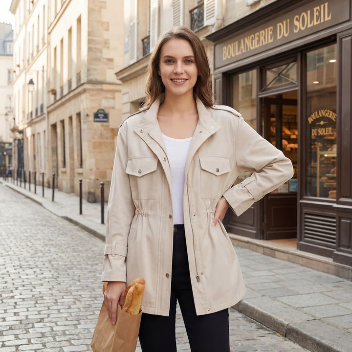 Damen Trenchcoat aus leichtem gewebtem Stoff – Legere Passform mit tailliertem Schnitt