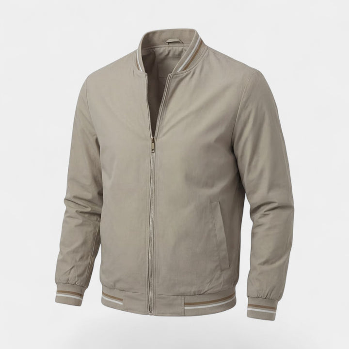 Claire Mode | Herren leichte Stehkragenjacke mit Reißverschluss aus gewebtem Stoff
