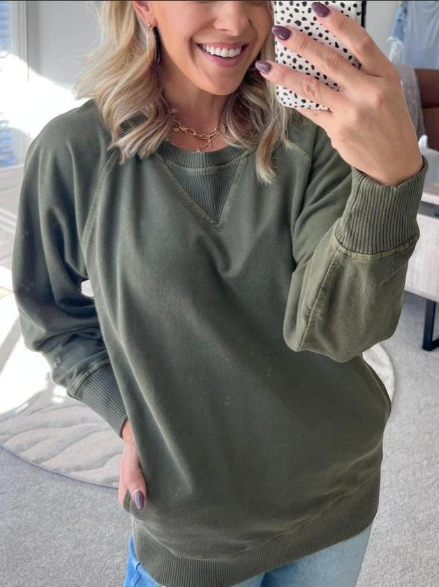 Claire Mode | Maglione Donna in Maglia Collo Tondo con Finiture Costate