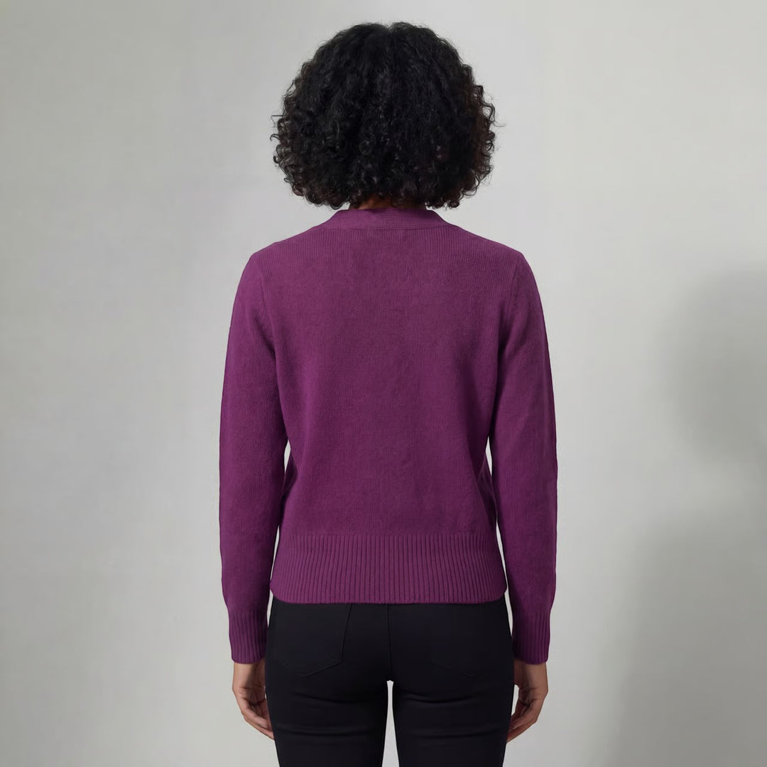 Damen Strickjacke mit V-Ausschnitt – Legere Passform mit Herzschließe