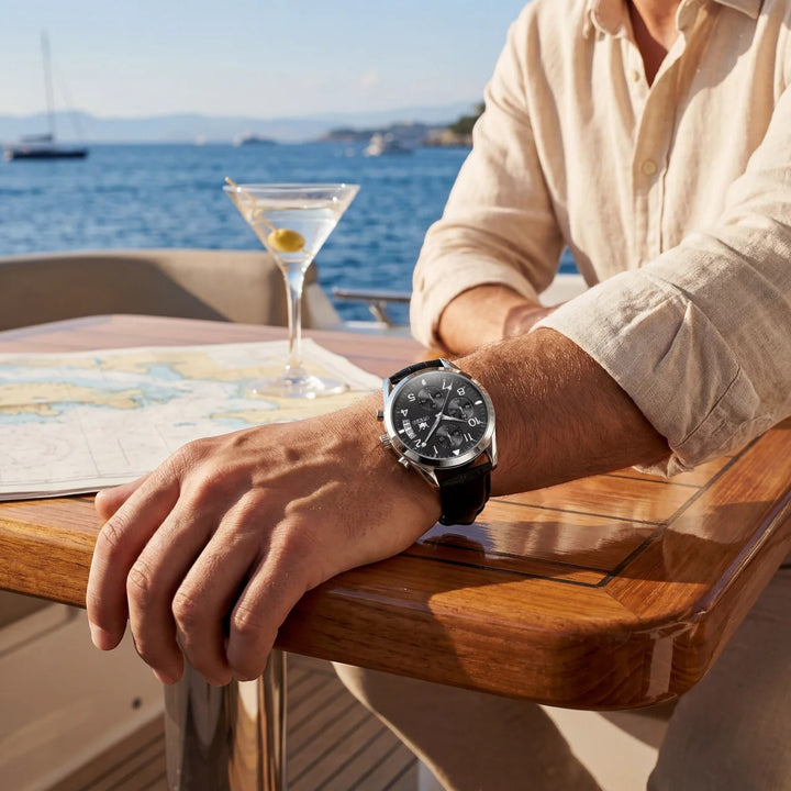 Orologio da uomo al quarzo con cinturino in pelle – Design cronografo