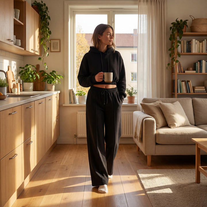 Claire Mode | Damen-Set aus feiner Strickware mit Kapuze