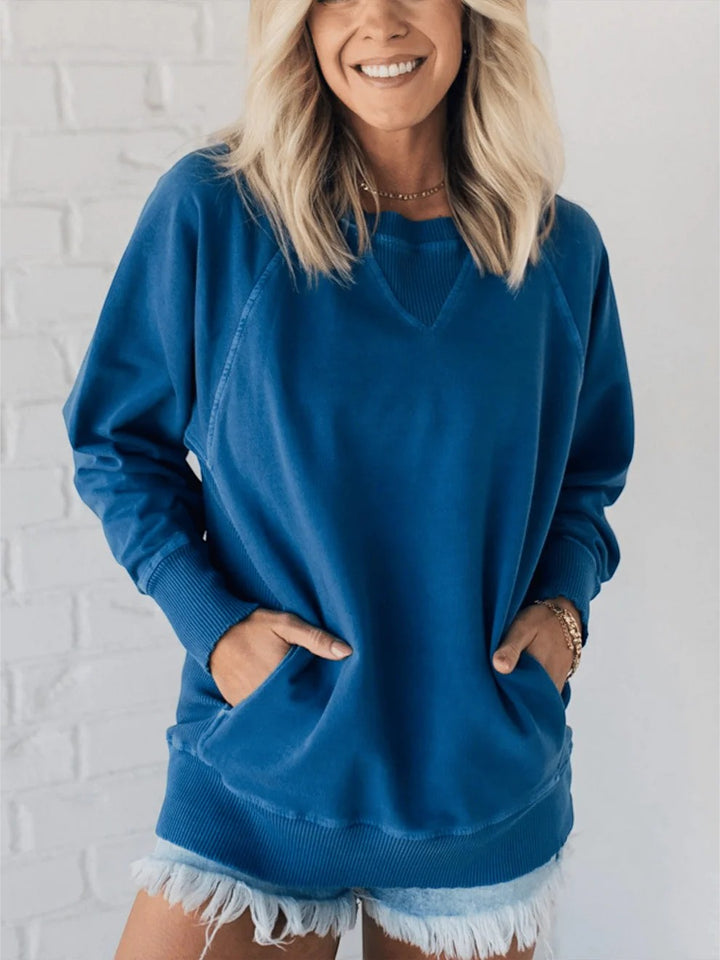 Claire Mode | Maglione Donna in Maglia Collo Tondo con Finiture Costate